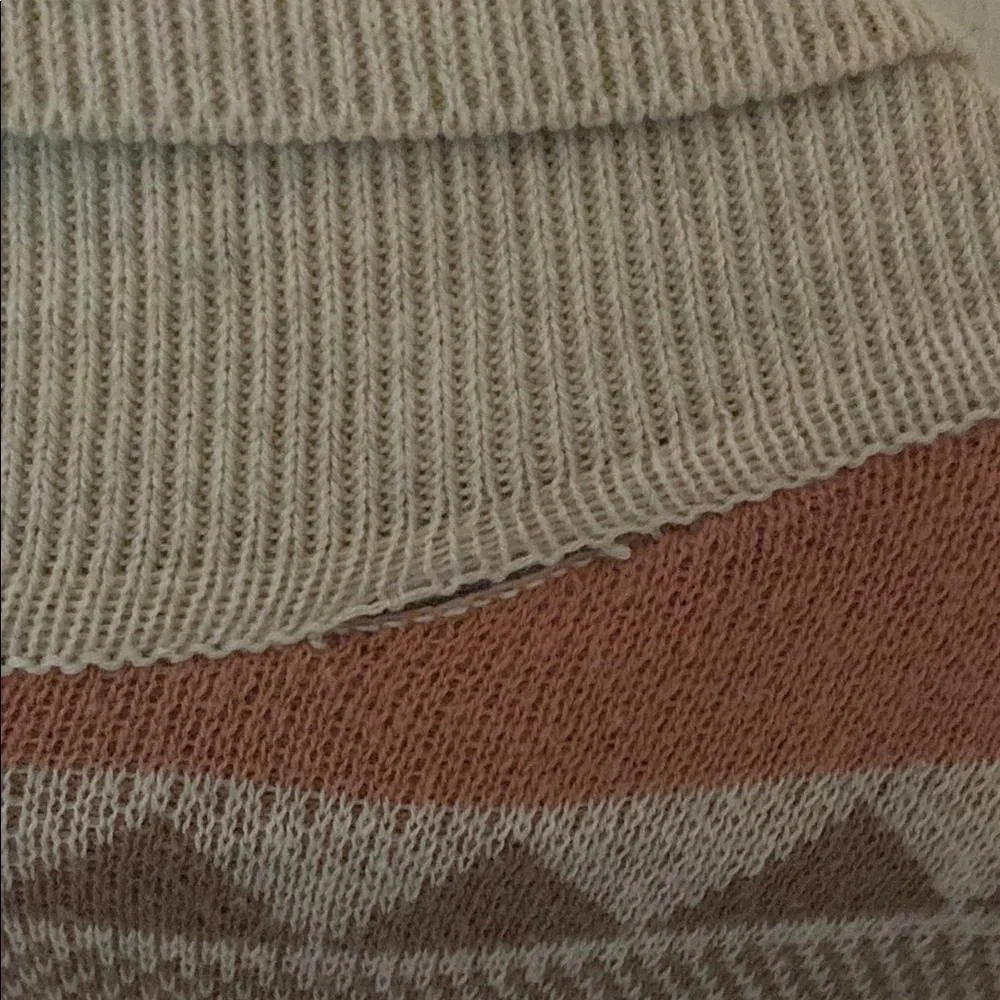 Cream and Brown Open-Front Cardigan Sweater - Picture 4 of 4